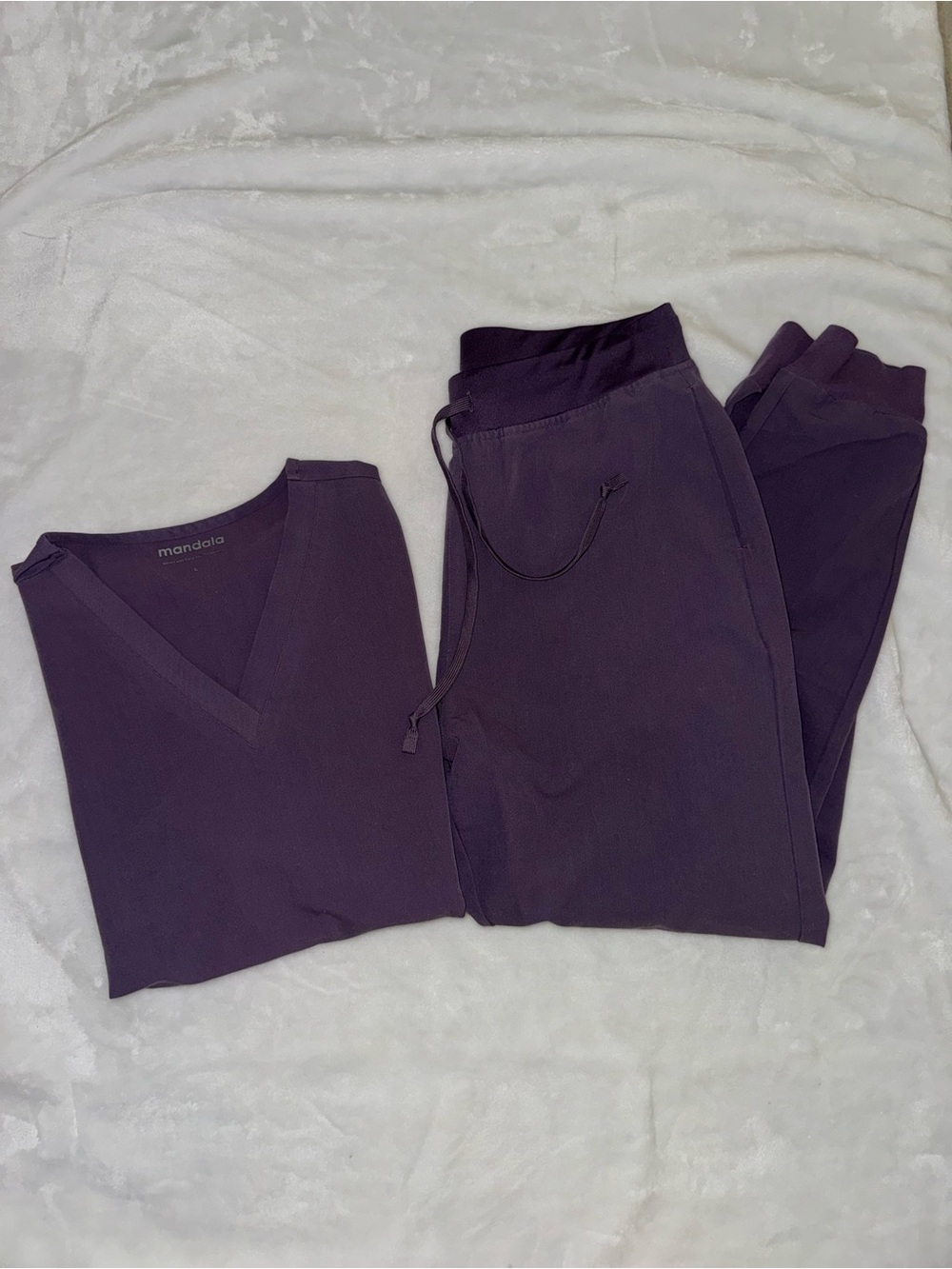 Mandala Women's Deep Purple V-Neck Top and Drawstring Joggers Set